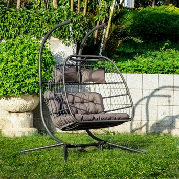 2 Kişi X-Large / tekli salıncak sandalye Kumaş Yastık ile Çift Hasır Büyük Asılı Yumurta Sandalye Açık Rattan Veranda Mobilya
