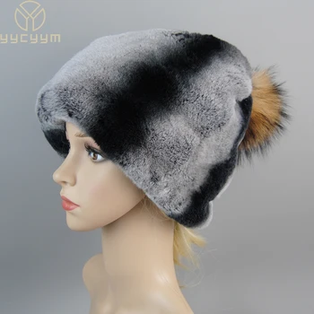 2023 Moda Marka Yeni Kadın Kış Rex Tavşan Kürk Şapka Kadınlar İçin Rus Gerçek Kürk Örme Kapaklar Şapkalar Kış Sıcak Bere Şapka