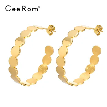 CeeRom Minimalist Daire C Şekli Piercing Hoop Küpe Kadınlar İçin Brincos Altın Renk Küpe moda takı Hediye