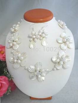 Güzel El Yapımı Kabuk Çiçek Kolye fit düğün takısı 19