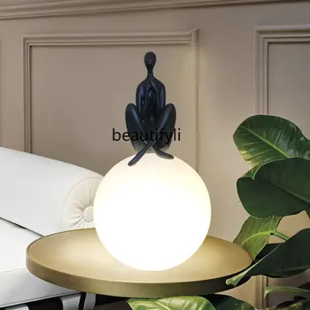 Iskandinav Yaratıcı Kişiselleştirilmiş Model Odası Oturma Odası Yatak Odası Masası Başucu Lambası Topu İnsansı Heykel Ay Masa Lambası dekor