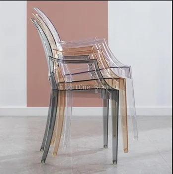 İskandinav yemek sandalyeleri Şeffaf Victoria Hayalet Makyaj Soyunma Sandalye İstiflenebilir Bahçe Loft Mutfak Yemek Odası sandalyeleri