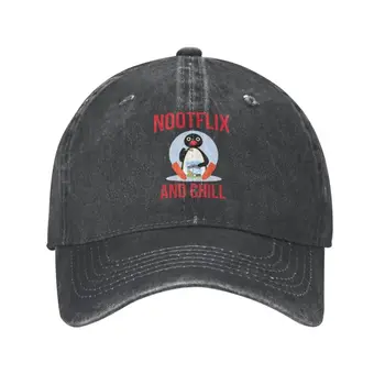 Pamuk Noot Noot Pingu beyzbol şapkası Erkekler Kadınlar için Özel Ayarlanabilir Unisex Komik Penguen Meme Nootflix Ve Chill Baba Şapka Yaz