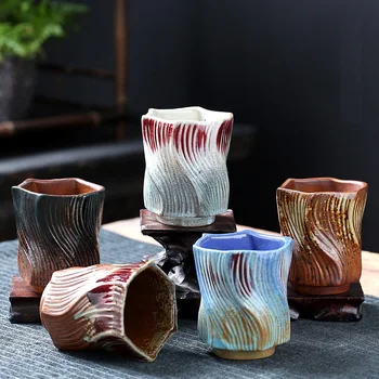 Retro Yaratıcı Kişilik Kupa Kapasiteli basit seramik fincan Çift fincan Japon tarzı Kahve fincanı