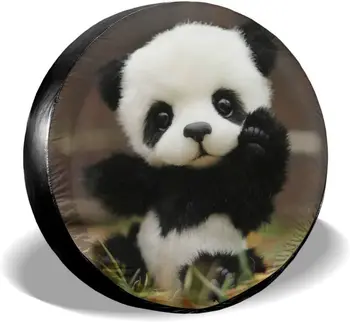 Sevimli Panda Yedek lastik kılıfı Su Geçirmez Toz Geçirmez Tekerlek Koruyucuları Evrensel Römork, SUV, RV ve Birçok Araç Ac