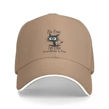 Sorun değil ben İyiyim Her Şey Yolunda Komik kedi beyzbol şapkası Golf Marka Erkek Kapaklar siyah Golf Şapka Erkek Erkek Şapka Kadın