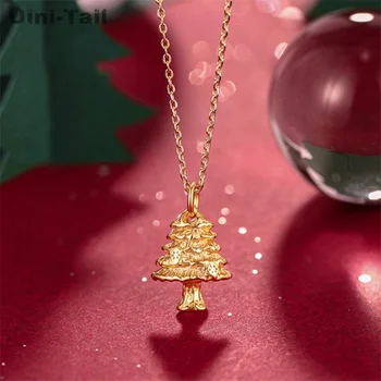 UınıTaıl Sıcak Satış Yeni 925 Tibet Gümüş Noel ağaç kolye Moda Trendi Zarif Dileğiyle ağaç kolye noel hediyesi