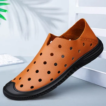 Yeni 2022 Yaz loafer ayakkabılar Nefes Erkekler rahat ayakkabılar Rahat Lüks Sandalet erkek ayakkabıları üzerinde Kayma Oymak ofis Ayakkabı