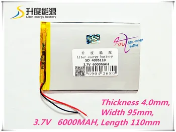 1 Adet / grup 3.7 V yüksek kapasiteli polimer lityum pil, 4095110, 6000 mah güneş N70 7 inç tablet bataryası