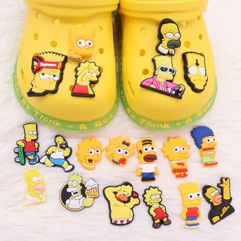 1 Adet PVC Ünlü Karikatür Sarı Serisi Popüler Ayakkabı Düğmesi Takılar Croc Erkek Kız Süslemeleri Fit Jıbz Parti Mevcut