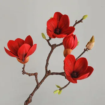 1 ADET Yapay Düğün Manolya Çiçek Şube Ev Dekorasyon Parti Aksesuarı İpek Çiçek El Yapımı Yüksek Kalite DIY