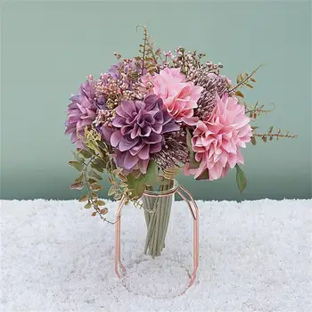 1 Demet Yapay Çiçekler Holding Çiçek Vintage Büyüleyici Kumaş Masaüstü Taşınabilir Düğün Dekorasyon