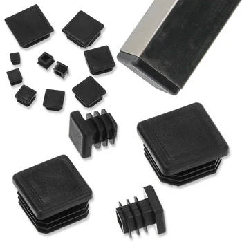 10 adet Kare Plastik Siyah Kör Uç Kapağı Boru Boru Ekleme Fişi Bung 15x15~60x60mm