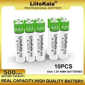 10 pces liitokala aaa nimh 1.2v 500mah bateria recarregável apropriada para brinquedos, ratos, escalas eletrônicas, etc. atacado
