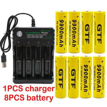 100% neue 18650 batterie 3,7 V 9900mah lion akku für Led-blitz licht batterie 18650 batterie Großhandel + USB ladegerät