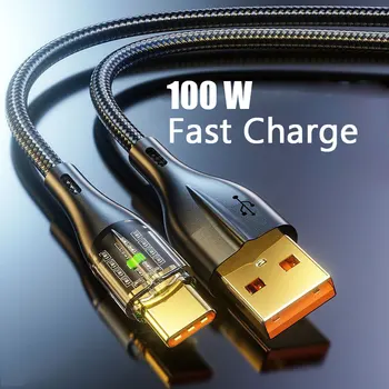 100W USB C Tipi Kablo Hızlı şarj kablosu Veri Kablosu İçin Huawei Xiaomi Samsung USB A Tipi C şarj kablosu göstergesi ile