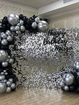 115 adet Gümüş Mürekkep Mavi Siyah Balonlar Garland Kemer Krom Metal Globos Retro Düğün Doğum Günü Partisi Yeni Yıl Ev Dekorasyon