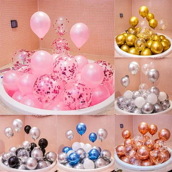 12 İnç Altın Pembe Konfeti Metal Lateks Noel bebek duş Balonlar Düğün Doğum Günü Partisi Doğum Günü Partisi Süslemeleri Globos
