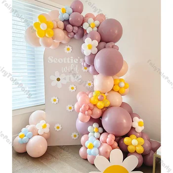 176 adet İki Harika Balon Garland Kemer Papatya Çiçek Balonlar Süslemeleri Bebek Duş Düğün Vaftiz Boho Doğum Günü Partisi Dekoru
