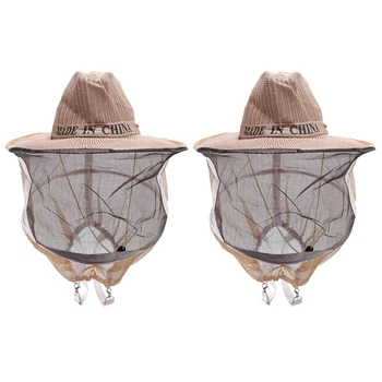 2 Adet Anti Arı Şapka Arı Kovanı Arıcılık kovboy şapkası Sivrisinek Arı cibinlik Peçe Kafa Yüz Koruyucu Arıcı Ekipmanları