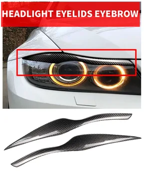2 ADET Araba Styling Gerçek Karbon Fiber Far Kaş Göz Kapakları BMW E90 E91 328i 335i M3 4 kapı pervazı Kapak Sticker 2005 - 2011