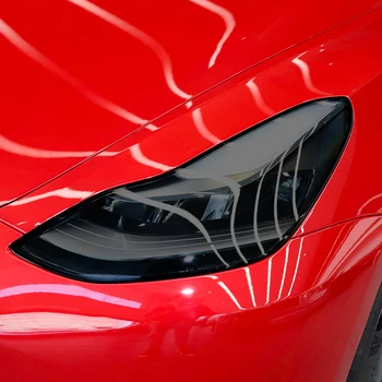 2 Adet Tesla Modeli 3 X Y S Araba Far Tonu Duman Siyah koruyucu film Koruma Şeffaf TPU Sticker Aksesuarları
