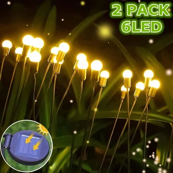 2 Paket LED dış mekan güneş enerjili lamba s Su Geçirmez Havai Fişek Firefly bahçe ışıkları peyzaj Güneş Lambası Yeni Yıl Noel Dekorasyon için