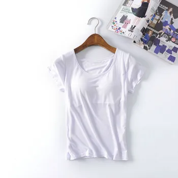 2021 Yaz O-boyun Modal T-shirt Kadın Gevşek Beyaz Temel T-shirt Yumuşak Kısa Kollu Üst Göğüs esnek tişört M-XXL