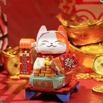 2022 Şehir Yaratıcılık Çin Yeni Yılı Arifesi Çin Şanslı Kedi Modeli Yapı Taşları Tuğla Çocuk Oyuncakları