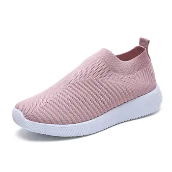 2023 Kadın Ayakkabı Örgü Platformu Sneakers Örgü Çorap Flats Bayanlar rahat ayakkabılar Loafer'lar Yürüyüş Kadın Slip-on ayakkabılar Sneakers Erkekler