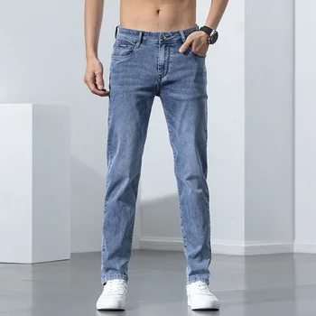 2023 Yeni Marka erkek Streç Skinny Jeans İlkbahar Yaz Pamuk Moda İş Rahat Kot Slim Fit Uzunluk Pantolon Erkek Pantolon