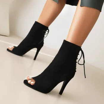 2023 Yeni Moda Kadınlar Siyah Yüksek Topuklu kadın ayakkabısı Balo Salonu Süet Taban Özelleştirilebilir Seksi Stilettos Patik