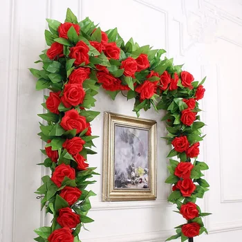 250 cm yapay çiçek ıvy vine ev düğün dekorasyon gül sahte çiçek askılığı halat dıy asılı ipek çiçek