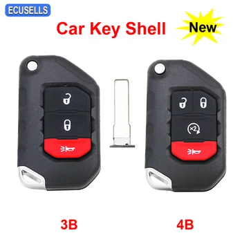 3/4 Düğme Akıllı Uzaktan Anahtar Shell Kılıf Araba Anahtarı Konut Kapak için Jeep Chrysler için SIP22 Kesilmemiş Bıçak