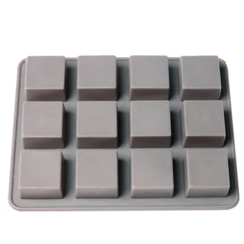 3 * 4 Üniforma Kare silikon kalıp Epoksi DIY Kek Pişirme Dekorasyon Puding Jöle Çikolata Kalıp 12 Kare silikon kalıp