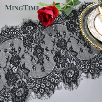 35cm X 300cm Beyaz Siyah Dantel Masa Koşucu Çiçek Yemek Püskül Sehpa Örtüsü Boho Düğün Ev Tekstil Dekorasyon