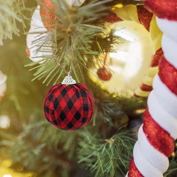 4/5cm Noel Topları Noel Ağacı Topları Oyuncaklar Buffalo Ekose Kumaş top Süsleme Noel Süslemeleri 2022 Yeni Yıl Dekor
