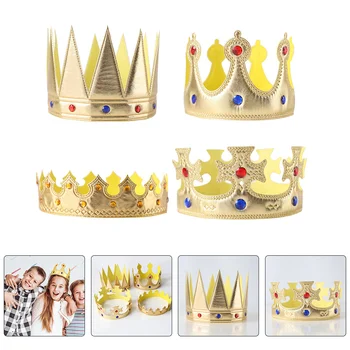 4 Adet Taç Çocuk oyuncakları Saç Bağları Yürümeye Başlayan Cosplay Kral Prenses Kıyafetler Kız Erkek Headdress Çocuk Şapka