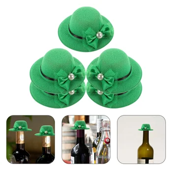 5 Adet Mini Şapka Yeşil parti şapkaları DIY Şişe Kapakları Dekor El Sanatları Süslemeleri Şenlikli Kap
