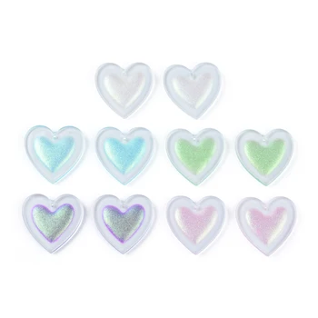 6 adet Renkli Damlayan Yağ Kalpler Akrilik Levha Kolye Takı Aksesuarları El Yapımı Bağlayıcı DIY Küpe Bileşen 35x35mm