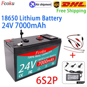 6S2P 18650 24V 7AH lityum iyon batarya Dahili 30A BMS,Püskürtücü, Elektrikli Araç, LED Lamba, Güneş Pili+25.2 V Şarj Cihazı.