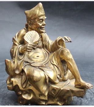 9 Çin Bronz Mitoloji Rohan Arhat Keşiş Fo Jigong Buda Uğurlu Heykeli cadılar bayramı Sanat Dekorasyon Pirinç