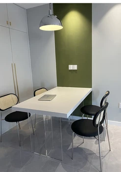 Ada masa entegre asma kaya plakası beyaz minimalist akrilik tasarımcı küçük aile basit İtalyan masa
