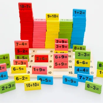 Ahşap Domino Taşları Matematik Oyuncaklar Montessori Matematik 110 ADET Erken Ahşap Matematik Oyuncaklar 3-4-5-6-7-8 Yıl Sayma Oyunu Komik Hediye