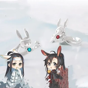 Anime Mo Dao Zu Shi Tavşan Yüzük Grandmaster Şeytani Yetiştirme Wei Wuxian Lan Wangji Ayarlanabilir Açılış Yüzükler Unisex Takı