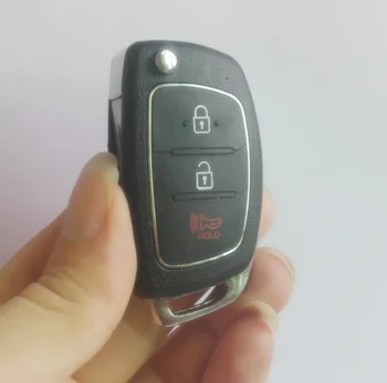 Araba Anahtarı Kapağı Konut 2 + 1 Düğmeler Çevirme Katlanır Uzaktan Anahtar Kabuk Boş Yedek Kılıf Fit Hyundai İX45 + LOGO