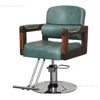 Avrupa Retro Berber Sandalyeleri İskandinav Basit kuaför sandalyesi Salon Mobilyaları Güzellik Salonu berber koltuğu yalan tıraş sandalyesi