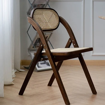 Açık Katlanır Ahşap yemek sandalyeleri Rattan Masa Lüks yemek sandalyeleri Mobil Mutfak Sillas De Madera mutfak mobilyası