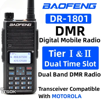 Baofeng DR-1801 UV DMR Walkie Talkie Katmanlı 1 & 2 Tier2 Çift Zaman Yuvası Yükseltme Dijital Analog Ham İki Yönlü Radyo İstasyonu Kablosuz Set