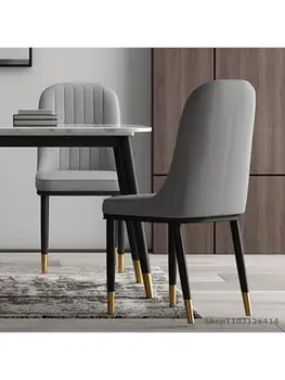 Basit modern yemek sandalye ışığı lüks sandalye ev sırtlı sandalye İskandinav yemek masası ve sandalye net kırmızı demir sandalye tabure deri